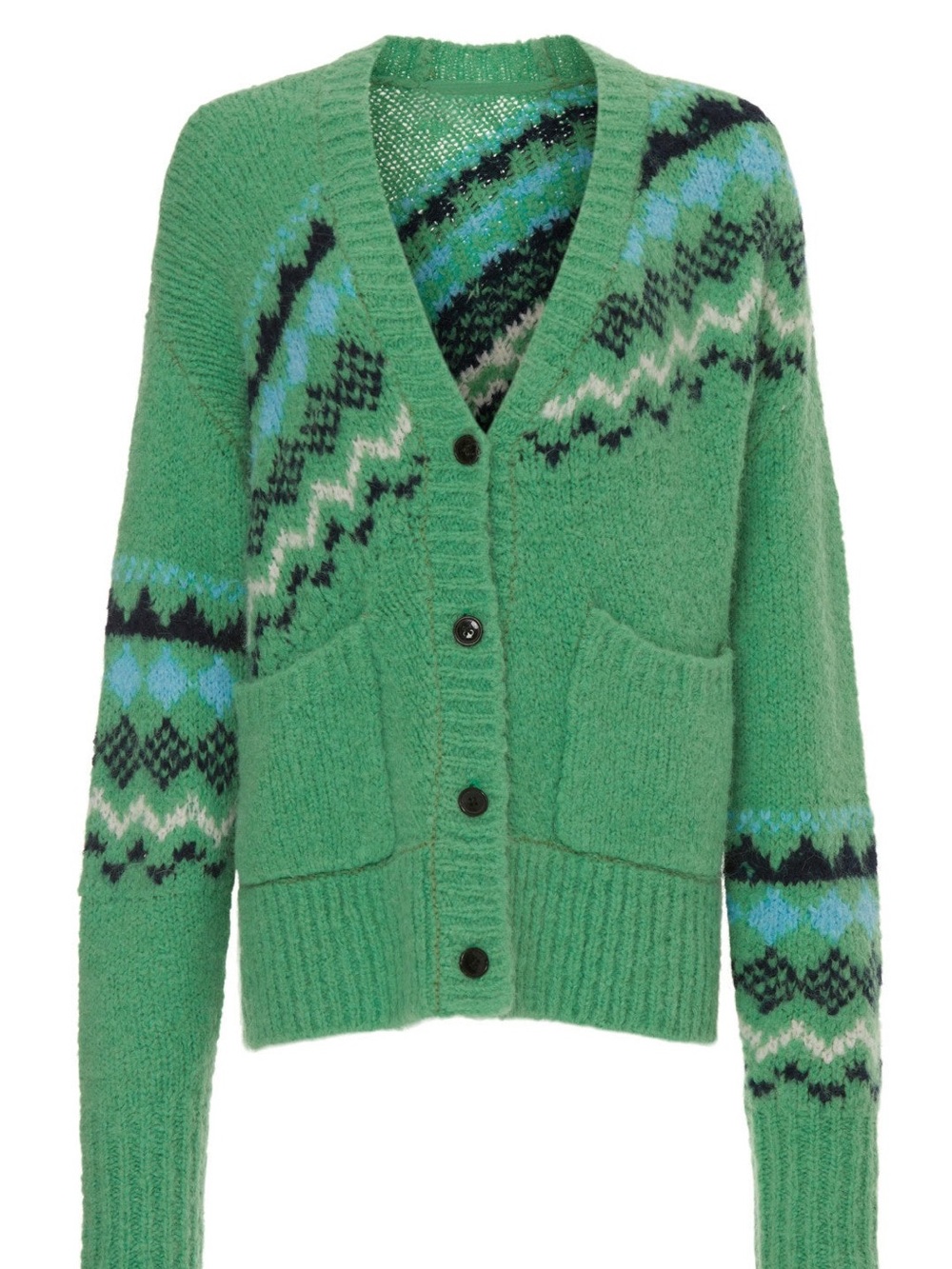 Derek Lam 10 Crosby Bette Fair Isle Cardigan Cozy Oversize Cottagecore apres ski - Picture 2 of 6